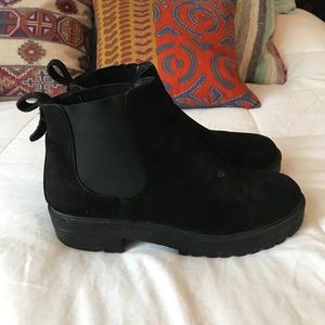 black platform booties
